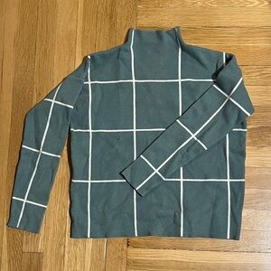 Cynthia Rowley Green Grid Turtleneck Sweater